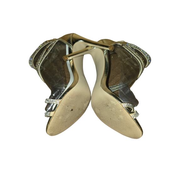 Steve Madden Gold Strappy Bling Heels Pre-Owned Good Condition - Picture 4 of 8
